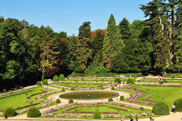 Catherine De' Medici's garden at Château de Chenonceau stock photo