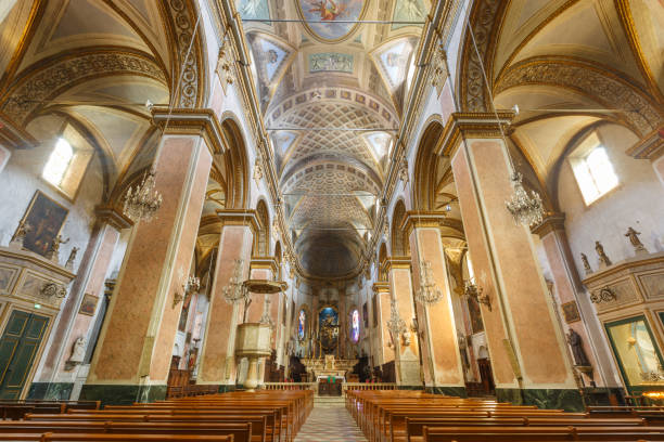 A catholic cathedral in the Bastia city. Corsica. France stock photo