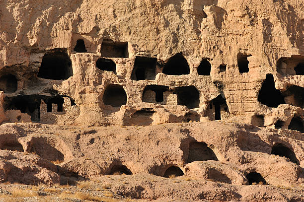 Cave houses, Bamyan, Afghanistan stock photo