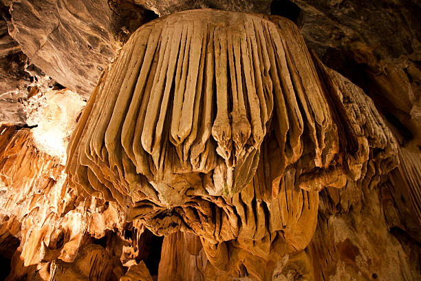 cave rock formations close up - cango stockfoto's en -beelden