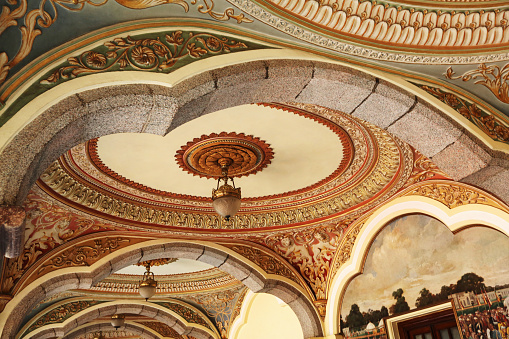 Ceiling details Work, Interior of Ambavilas Palace. Palace of Mysore, Ambavilas Palace, Mysore, Karnataka India.