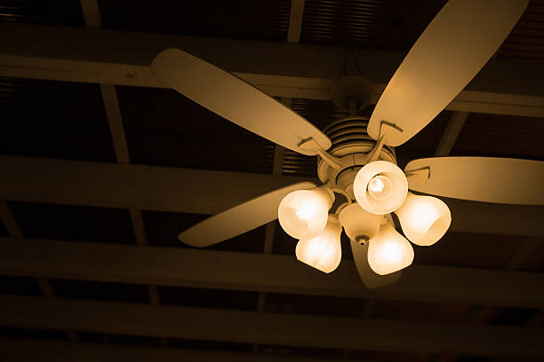 ceiling lamp and fan stock photo