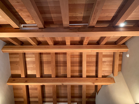 Ceiling of frame construction house looking up