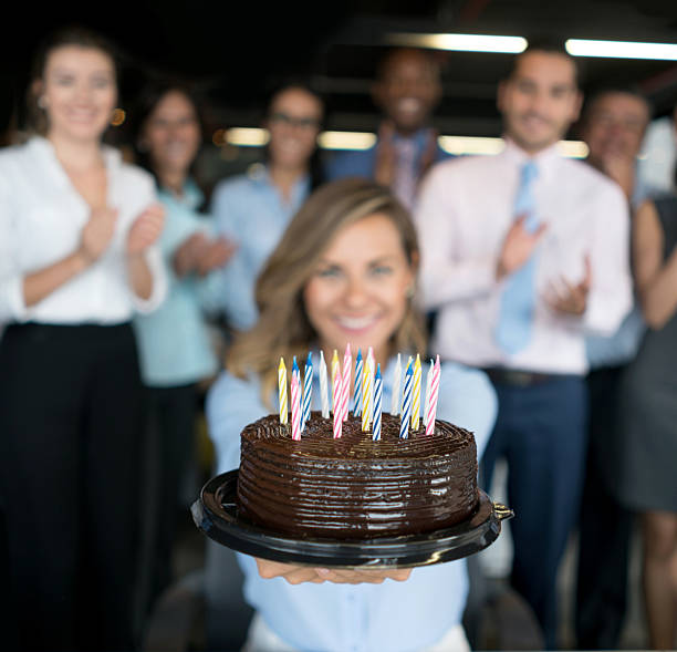 Celebration at the office stock photo