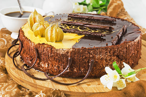 celebratory chocolate cake stock photo