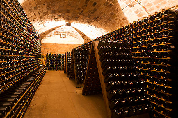 Cellar Old Celler full of aging bottles of wine/champagne cellar stock pictures, royalty-free photos & images