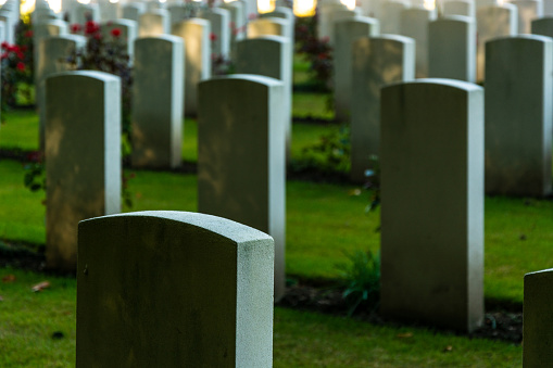 concrete graves on cementery rest in peace