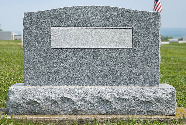 Cemetery Headstone with No Name, New Gray Granite Marker stock photo