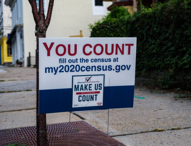 "YOU COUNT" Census sign Sign in Irvington, NY urging residents to complete the 2020 US Census census stock pictures, royalty-free photos & images