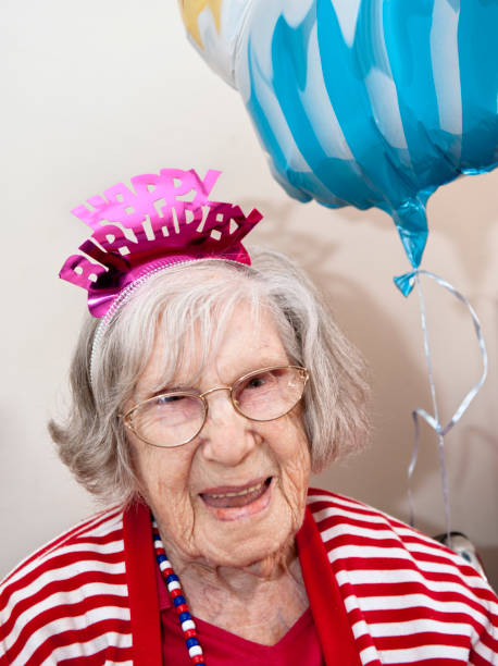 Centenarian 104-year-old Woman Celebrates her Birthday stock photo