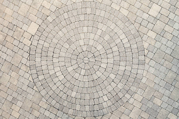 Center View of Patio Circle Design Overhead View stock photo