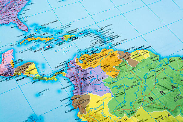 Central America Map of Central America.  Detail from THE POLITICAL MAP OF THE WORLD. latin america stock pictures, royalty-free photos & images