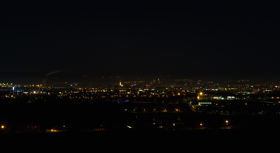 Centre of city Ceske Budejovice at night. Czech republic, long exposure