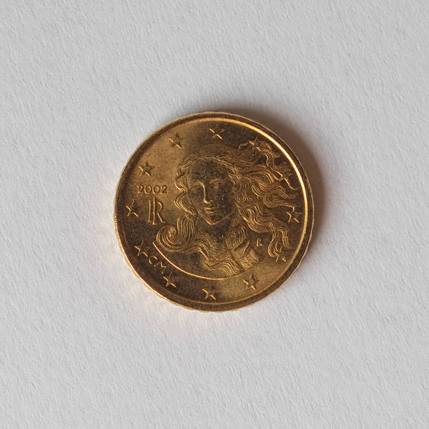 10 cents coin, Italy, Europe 10 cents coin money (EUR), currency of Italy, European Union botticelli stock pictures, royalty-free photos & images