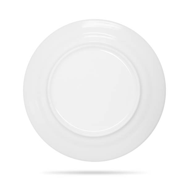Ceramic dish isolated on white background. Back view of blank plate. ( Clipping path ) Ceramic dish isolated on white background. Back view of blank plate. ( Clipping path ) at the bottom of stock pictures, royalty-free photos & images