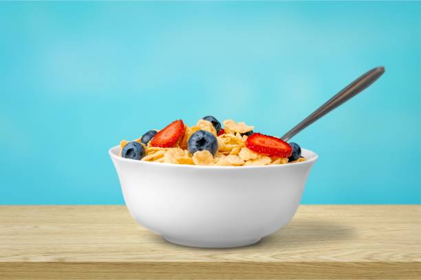 Cereal. Healthy Homemade Oatmeal with Berries for Breakfast bowl stock pictures, royalty-free photos & images