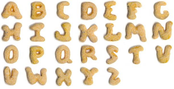 Cerial letters The complete alphabet in cerial. breakfast cereal stock pictures, royalty-free photos & images