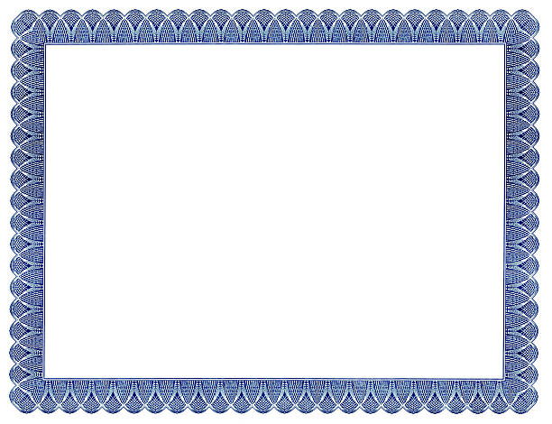 Certificate Frame Scan of an actual blank certificate with elegant border. certificate stock pictures, royalty-free photos & images