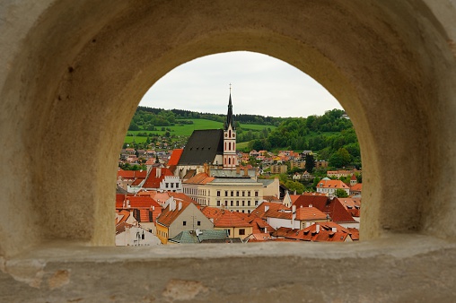 Alternative view of the old Bohemian city Cesky Krumlov