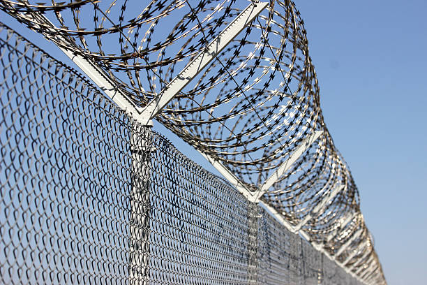 Chain link fence stock photo