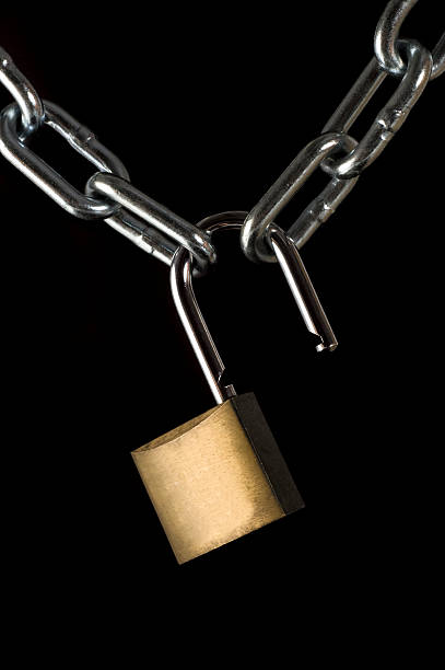 Chain with Open Padlock stock photo