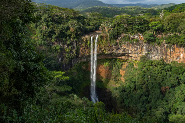 Chamarel Waterfalls in Mauritius stock photo