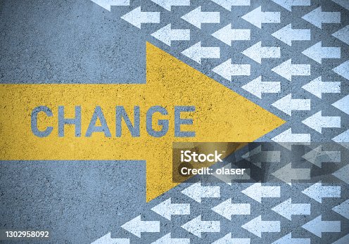 istock Change arrow, with smaller but many obstacles 1302958092