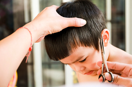 Change The Face Little Asian Boy Is Getting Haircut By Hairdresser Stock  Photo - Download Image Now - iStock