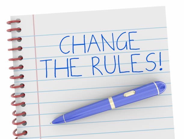 Change the Rules Notebook Pen Writing Words 3d Illustration Change the Rules Notebook Pen Writing Words 3d Illustration rule breaker stock pictures, royalty-free photos & images
