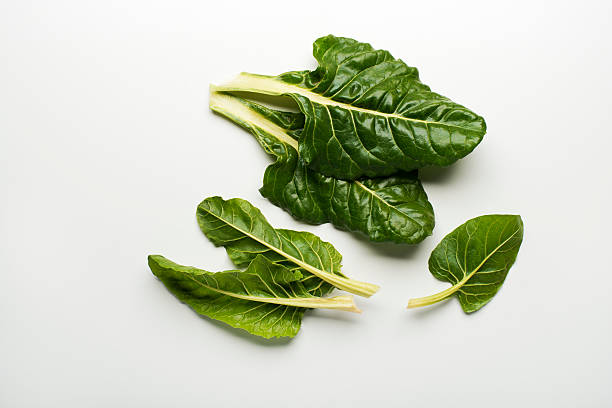 Chard Fresh swiss chard leaves isolated on a white background. chard stock pictures, royalty-free photos & images