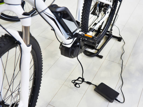 Charge battery electric bike stock photo