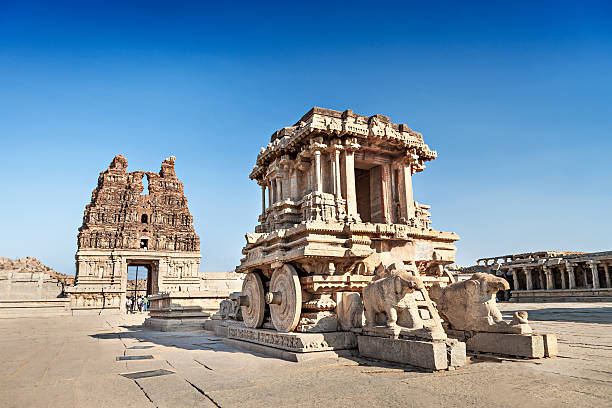 Chariot and Vittala temple Chariot and Vittala temple at Hampi, India hampi stock pictures, royalty-free photos & images