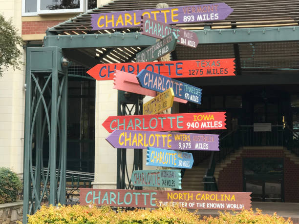 Charlotte North Carolina Signs Charlotte NC Signage west direction stock pictures, royalty-free photos & images