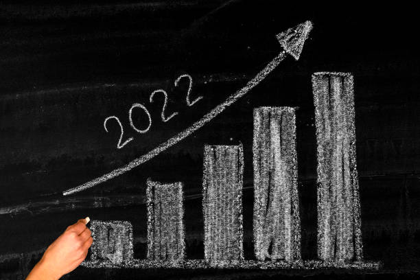 2022  chart arrow up for business stock photo