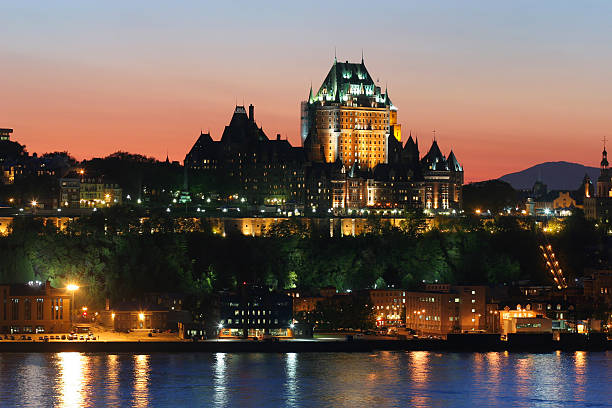 Chateau Frontenac in Old Quebec City at Sunset  buzbuzzer quebec city stock pictures, royalty-free photos & images