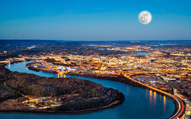 Chattanooga downtown at night Chattanooga downtown at night as seen from Lookout Mountain chattanooga stock pictures, royalty-free photos & images