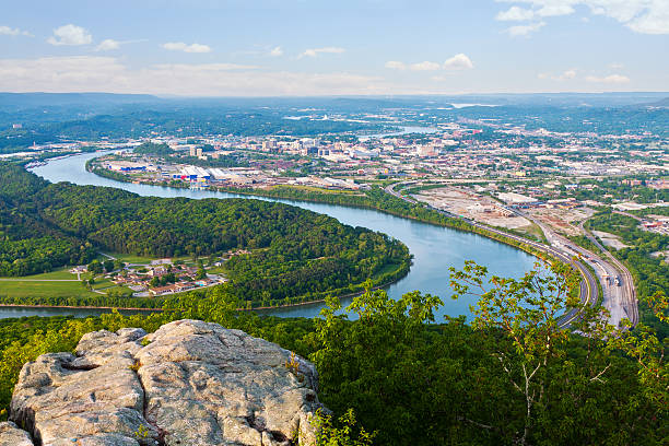 Chattanooga "View of Chattanooga, Tennessee from Lookout Mountain" chattanooga stock pictures, royalty-free photos & images