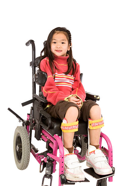 Cheerful girl in wheelchair  chinese girl hairstyle stock pictures, royalty-free photos & images