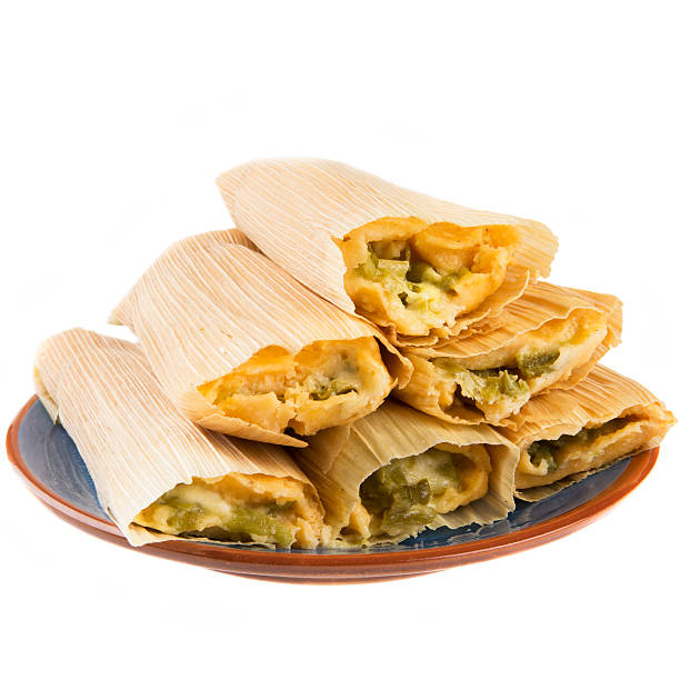 Cheese and Chili Tamales Isolated stock photo