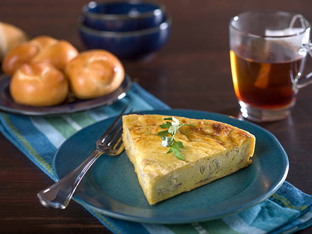 Cheese and Onion Quiche stock photo