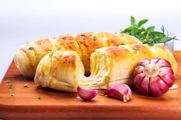 cheese bread and garlic stock photo