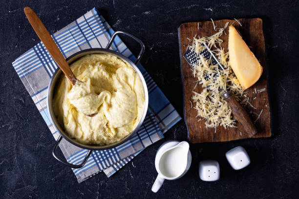cheese enhanced mashed potato dish stock photo