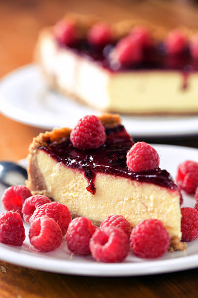 Cheesecake with berries stock photo