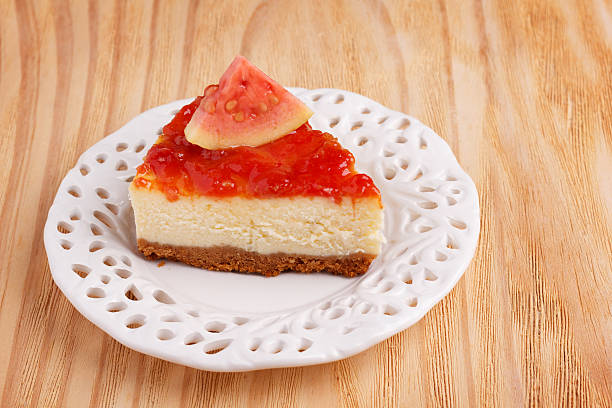 Cheesecake with brazilian goiabada jam of guava stock photo