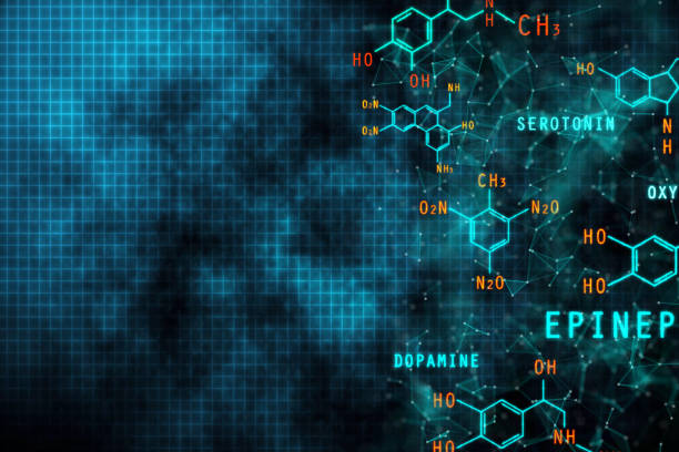 Chemical formula backdrop Abstract chemical gridl formula backdrop. Science and education concept. 3D Rendering neurotransmitter stock pictures, royalty-free photos & images