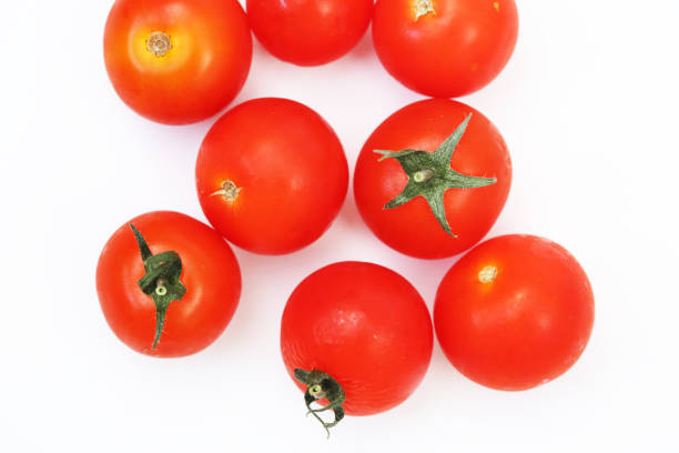 Cherry tomatoes viewed from above stock photo