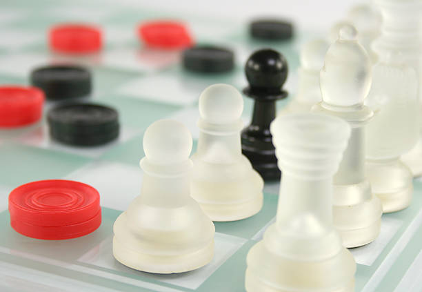 chess and checkers business concept stock photo