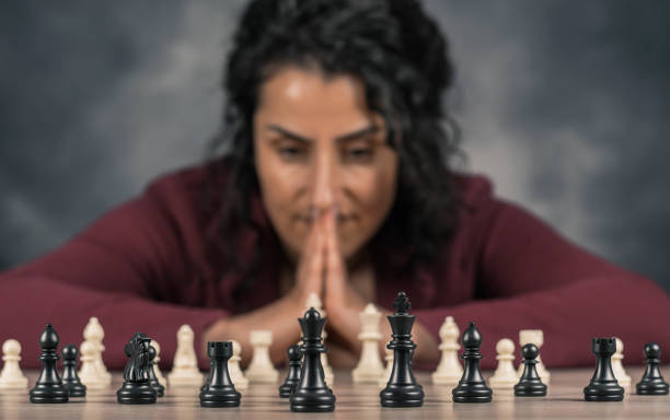 chess board moves the right decision in business life stock photo
