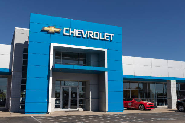 Chevrolet Automobile Dealership. Chevy is a Division of General Motors and makes the Silverado, Camaro and Impala. stock photo