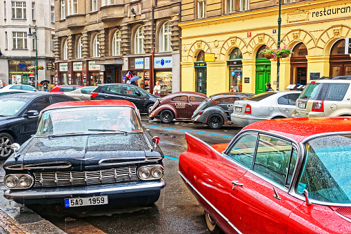 Prague, Czech Republic - June 10, 2012: Chevrolet Impala 1959 american retro car in the streets of Prague, Czech Republic